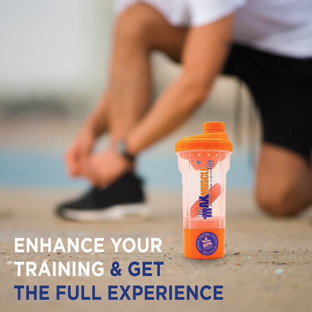 Max Muscle Smart Shaker-550ML-Clear Orange | Maxmuscle Elite